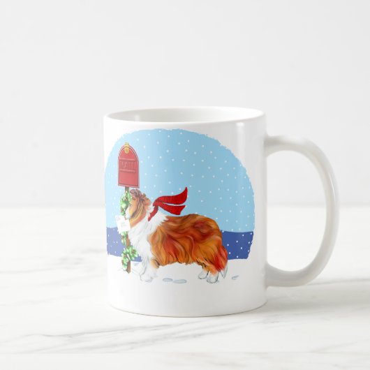 Sheltie kerstmail Sable Koffiemok (Rechts)