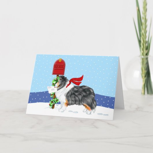 Sheltie kerstmail Tri Color Feestdagen Kaart (Voorkant)