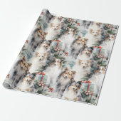 Sheltie Kerstmis Cadeaupapier (Uitgerold)