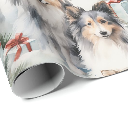 Sheltie Kerstmis Cadeaupapier (Rol Hoek)