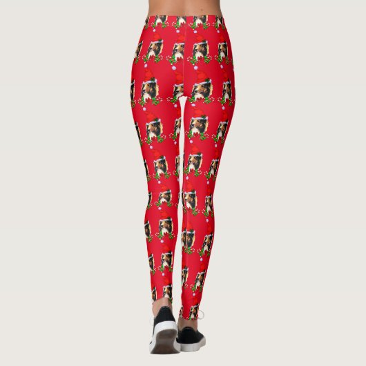Sheltie Kerstmis Leggings (Achterkant)