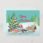 Sheltie Kerstmis met grijze hond Feestdagenkaart (Voorkant / Achterkant)