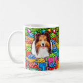 Sheltie Kerstmis Open Gifts Koffiemok (Links)
