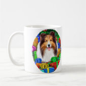 Sheltie Kerstmis Open Gifts Sable Koffiemok (Links)