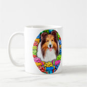 Sheltie Kerstmis Open Gifts Sable Koffiemok (Links)