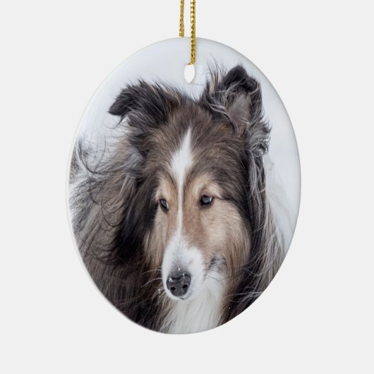 Sheltie kerstversiering keramisch ornament (Rechts)