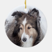 Sheltie kerstversiering keramisch ornament (Achterkant)