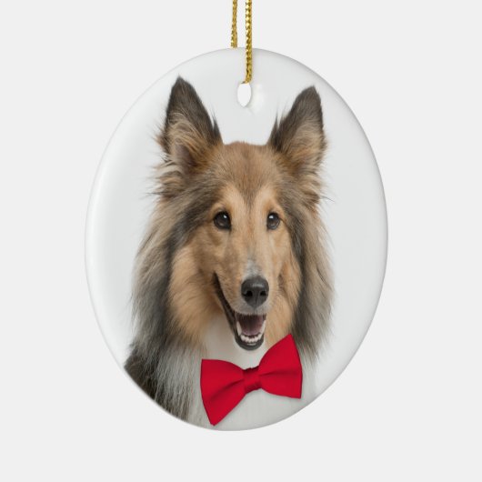 Sheltie kerstversiering keramisch ornament (Rechts)