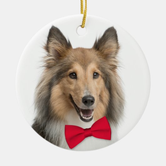 Sheltie kerstversiering keramisch ornament (Voorkant)