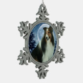 Sheltie kerstversiering tin sneeuwvlok ornament (Links)
