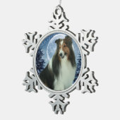 Sheltie kerstversiering tin sneeuwvlok ornament (Rechts)