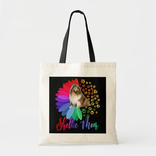 Sheltie Ma A Half Sunflower Sheltie Hondenliefhebb Tote Bag (Voorkant)