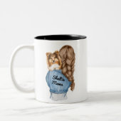 Sheltie Mama Brunette met Sable Shetland Sheepdog Tweekleurige Koffiemok (Links)