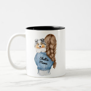 Sheltie Mama Brunette w Merle Shetland Sheepdog Tweekleurige Koffiemok
