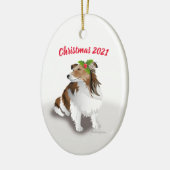 Sheltie met Green Holly kerstversiering Keramisch Ornament (Links)