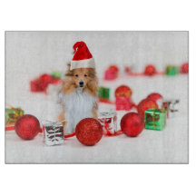 Sheltie met Kerstmis Ornament Snijplank