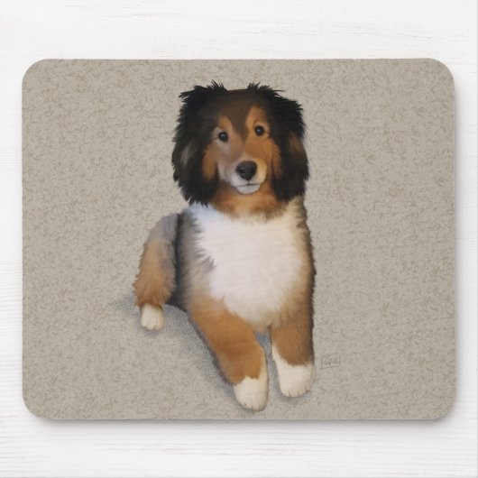 Sheltie mix hond portret muismat (Voorkant)