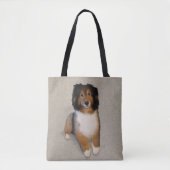 Sheltie mix hondenportret canvas tas (Voorkant)