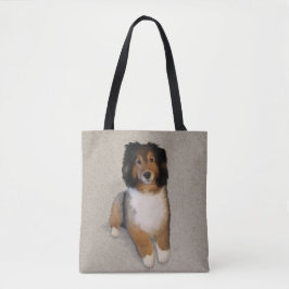 Sheltie mix hondenportret canvas tas