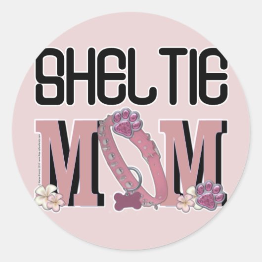 Sheltie MOM Ronde Sticker (Voorkant)