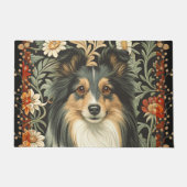 Sheltie of Collie Hond in William Morris stijl Deurmat (Voorkant)