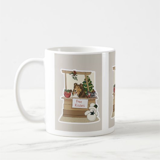 Sheltie onder de mistletoe koffiemok (Links)