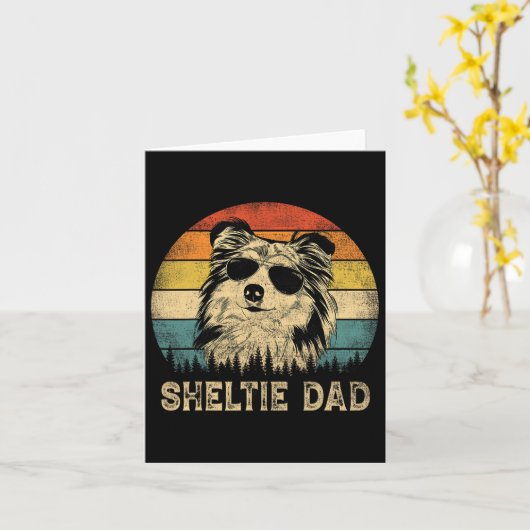 Sheltie Pa Hondenliefhebbers Vaderdag T-shirt Kaart (Gele Bloem)