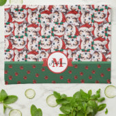 Sheltie Patroon Monogram Kerst Hond Theedoek (Gevouwen)
