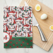 Sheltie Patroon Monogram Kerst Hond Theedoek (Quarter Fold)