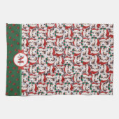 Sheltie Patroon Monogram Kerst Hond Theedoek (Horizontaal)