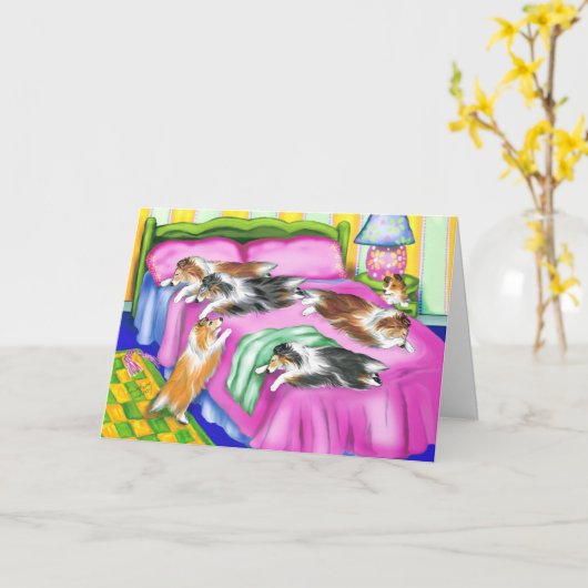 Sheltie Pink Comfort Kaart (Gele Bloem)