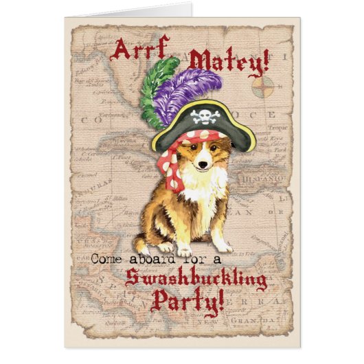 Sheltie Pirate Invitation (Voorkant)