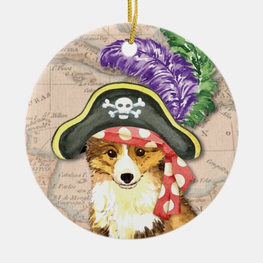 Sheltie Pirate Keramisch Ornament (Voorkant)