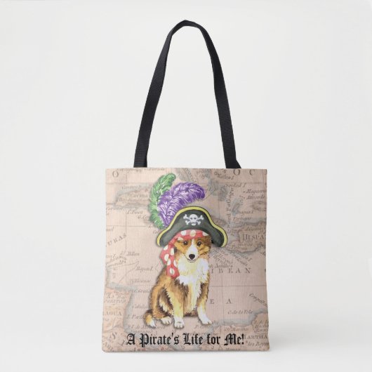 Sheltie Pirate Tote Bag (Voorkant)