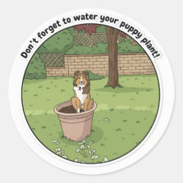 Sheltie plant ronde sticker