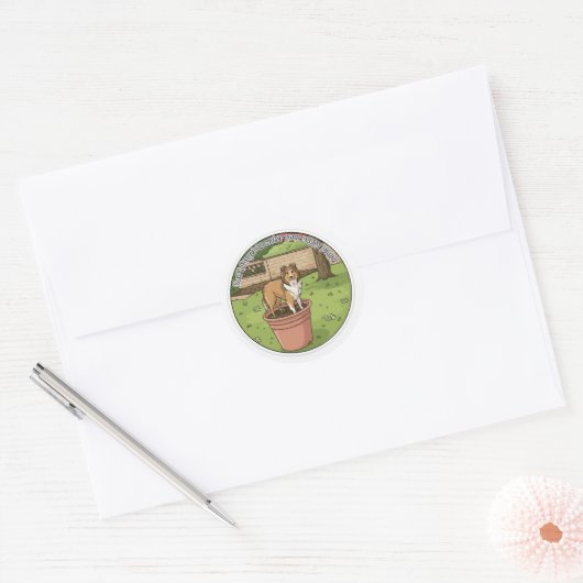 Sheltie potted plant ronde sticker (Envelop)