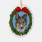 Sheltie Pup Art van Glenda S. Harlan Keramisch Ornament (Rechts)