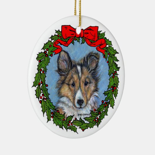 Sheltie Pup Art van Glenda S. Harlan Keramisch Ornament (Rechts)
