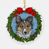 Sheltie Pup Art van Glenda S. Harlan Keramisch Ornament (Voorkant)
