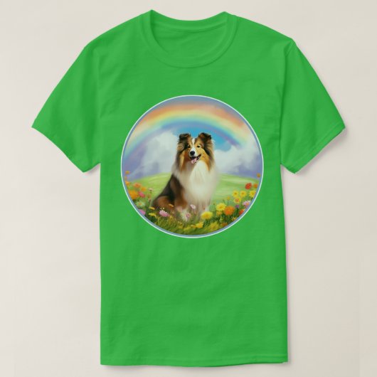 Sheltie Rainbow Bridge Schattige Shetland Sheepdog T-shirt (Design voorkant)