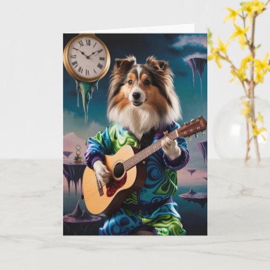 Sheltie Rock Star Kaart (Gele Bloem)