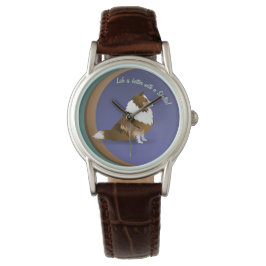 Sheltie, Sable on Purple, Green Circles Watch Horloge
