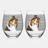 Sheltie -Sable   Wijnglas Zonder Voet (Achterkant)