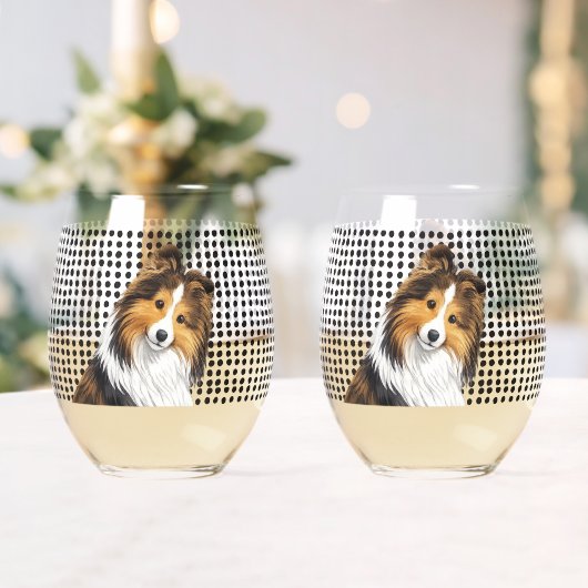 Sheltie -Sable   Wijnglas Zonder Voet (Insitu (Huwelijk))