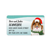 Sheltie Santa Hat Holiday Adres Etiket (Voorkant)