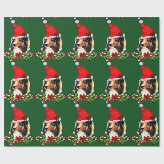 Sheltie Santa Kerstmis Cadeaupapier (Vlak)