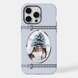 Sheltie Schattige Blauw Kerst Feestdagen iPhone 15 Pro Max Case