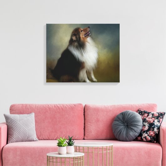Sheltie Shetland Sheep Dog Canvas Afdruk (Insitu (Woonkamer))