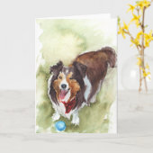 Sheltie/Shetland Sheep Dog Wenskaart Kaart (Gele Bloem)