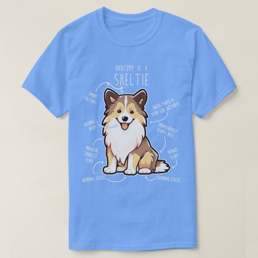 Sheltie Shetland Sheepdog Anatomy 4 T-shirt (Design voorkant)